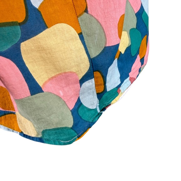 THML Abstract Geometric Flutter Sleeve Smocked Top Pom Pom Trim SRT1522-2-BL M - Picture 11 of 11